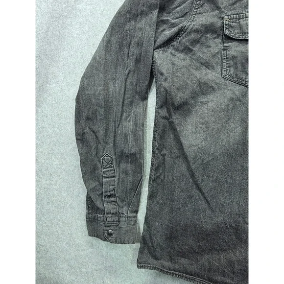 Livergy Mens Long Sleeve Denim Western Shirt Black Faded Cotton XL 43/44 - Picture 3 of 12